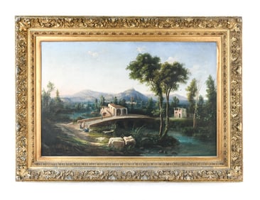 19TH CENTURY ITALIAN LANDSCAPE VIEW O/C
