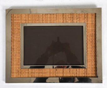 TOMMASO BARBI CHROME & RATTAN PICTURE FRAME