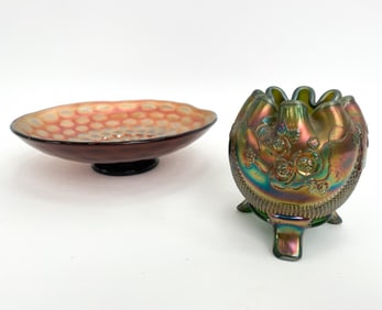 (2) NORTHWOOD CARNIVAL GLASS IRIDESCENT BOWLS