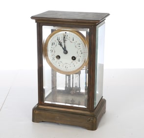 TIFFANY BRASS & GLASS S. MARTI MANTEL CLOCK