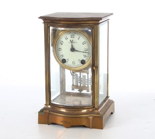 SETH THOMAS BRASS & GLASS MANTEL CLOCK