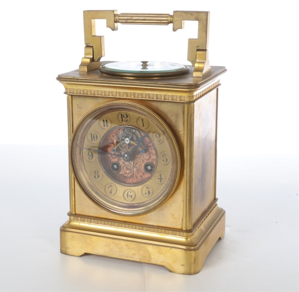 SAMUEL MARTI BRASS TRAVEL CLOCK W/ BAROMETER (1 of 12)