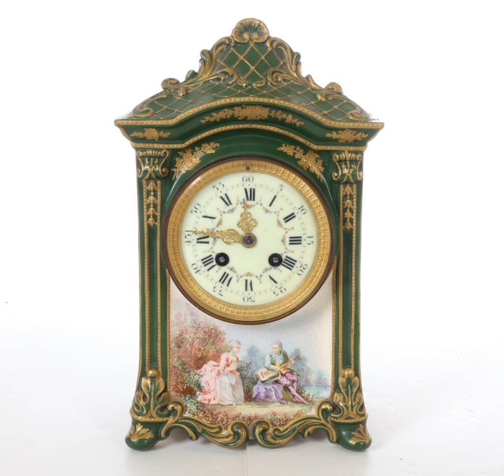 19TH CENTURY FRENCH PORCELAIN MANTEL CLOCK (1 of 13)