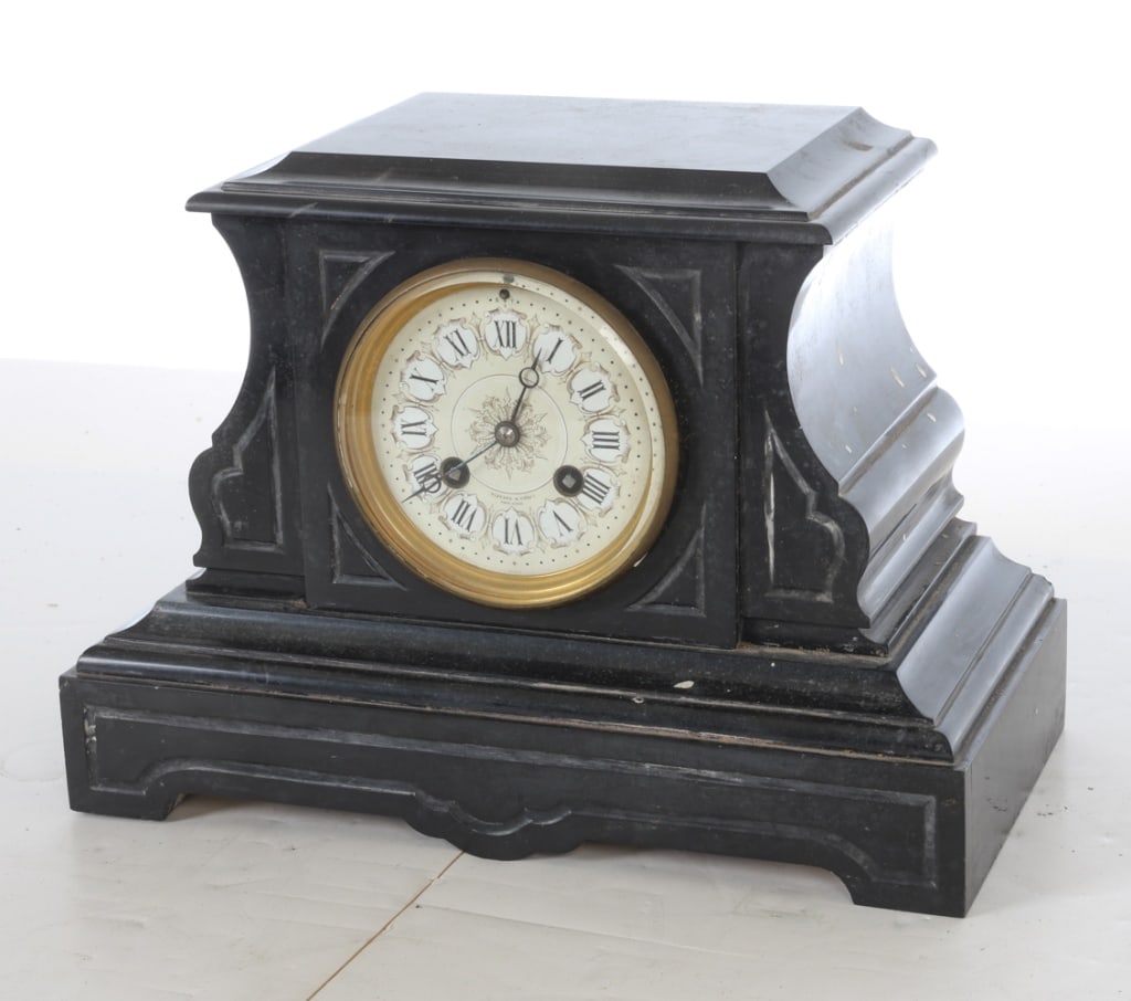 ANTIQUE TIFFANY & CO. BLACK MARBLE MANTEL CLOCK (1 of 9)