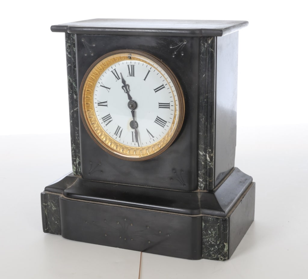 ANTIQUE MARBLE MANTEL CLOCK C. 1880S (1 of 12)