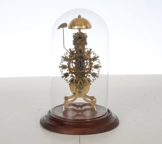 GERMAN BRASS 'SKELETON' DOME CLOCK