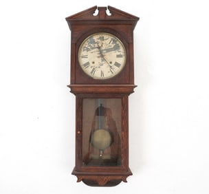 ANTIQUE SETH THOMAS OAK WALL CLOCK