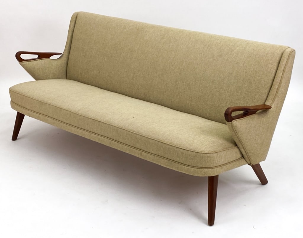 ATTR. CHRESTEN FINDAHL DANISH WOOL & TEAK SOFA (1 of 11)
