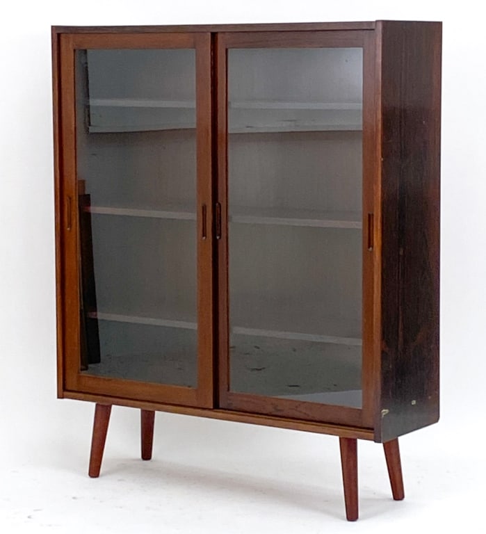 DANISH ROSEWOOD BOOKSHELF W/ SLIDING GLASS DOORS (1 of 11)