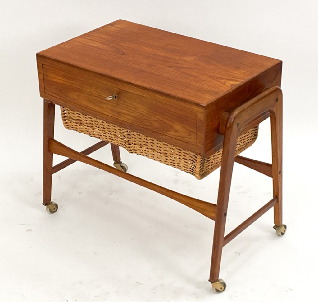 MID-CENTURY DANISH TEAK SEWING TABLE, C. 1960'S (1 of 14)