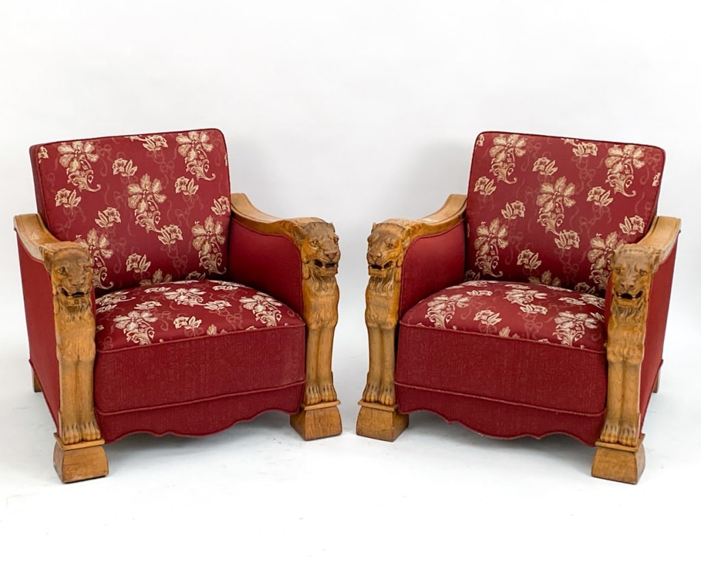 DANISH ART DECO SCULPTURAL LION LOUNGE CHAIRS (1 of 19)
