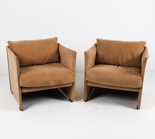 PAIR MARIO BELLINI FOR CASSINA SUEDE LOUNGE CHAIRS