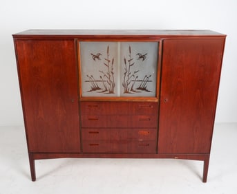 DANISH TEAK SIDEBOARD BAR CABINET C.1960'S