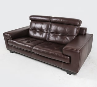 ROCHE BOBOIS LEATHER LOVESEAT SOFA C.1970'S