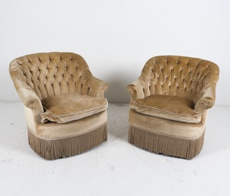PAIR OF DUTCH MOHAIR TUFTED LOUNGE CHAIRS