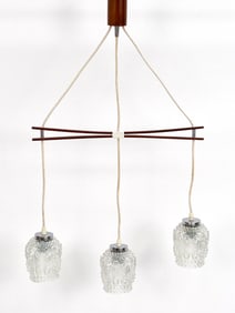 DANISH TEAK & GLASS CHANDELIER C1960'S