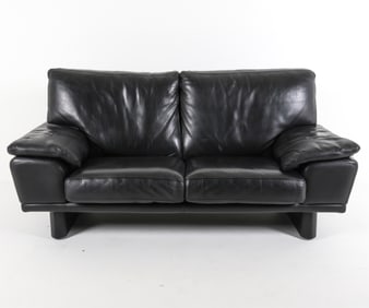 ITALIAN BLACK LEATHER SOFA