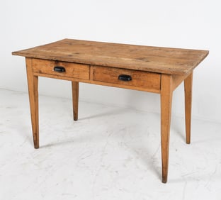 ANTIQUE RUSTIC PINE TWO DRAWER TABLE