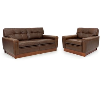 ARNE NORELL STYLE SWEDISH LEATHER SOFA SUITE