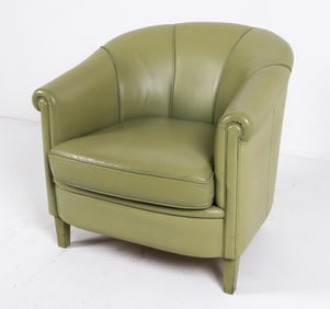 ART DECO STYLE LEATHER LOUNGE CHAIR C.1960'S