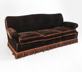 ITALIAN STYLE VELOUR FRINGE SOFA C.1970'S