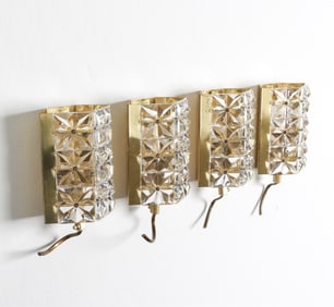 (4) VITRIKA DANISH BRASS & GLASS WALL SCONCES
