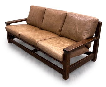 DANISH BRUTALIST LEATHER SOFA C.1970'S