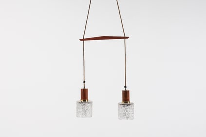 ORREFORS DANISHTEAK & CRYSTAL PENDANT LIGHT