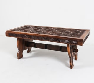 CARVED OAK COFFEE TABLE