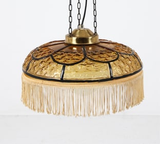 SWEDISH AMBER GLASS FRINGE CHANDELIER C.1960'S