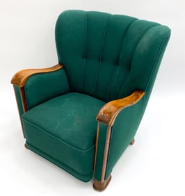 DANISH ART DECO CHANNEL BACK LOUNGE CHAIR C.1940'S