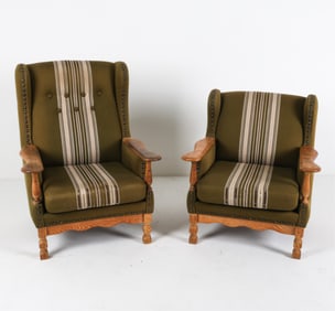 PAIR OF KJAERNULF STYLE DANISH OAK LOUNGE CHAIRS
