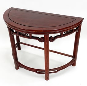 CHINESE MAHOGANY DEMILUNE TABLE