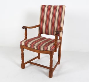 DANISH OAK AND WOOL ARMCHAIR C.1970'S