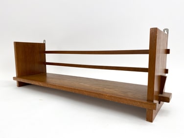 DUTCH BRUTALIST OAK WALL SHELF C.1970'S