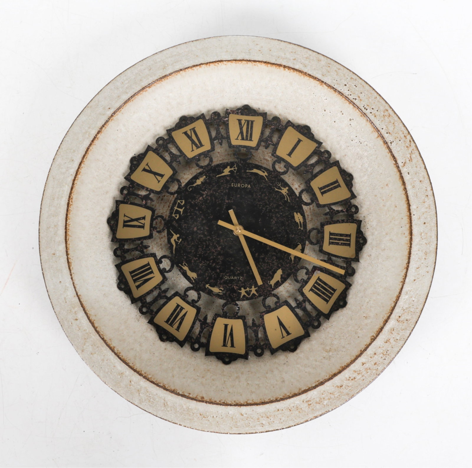 DANISH LOVEMOSE STUDIO CERAMIC ZODIAC WALL CLOCK (1 of 10)
