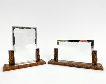 (2) DUTCH ART DECO WOOD & GLASS PICTURE FRAMES