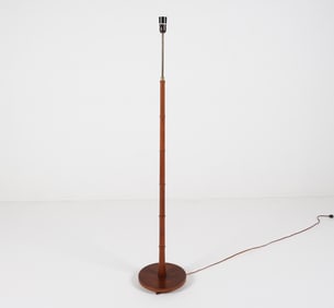DANISH TEAK & BRASS BAMBOO-TURNED FLOOR LAMP