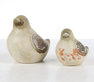 (2) STUDIO CERAMIC & GLASS DUCK FIGURES C.1960'S