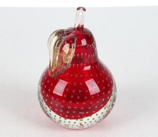 ITALIAN MURANO GLASS PEAR PAPERWEIGHT