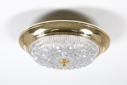 BRASS & GLASS DANISH FLUSH MOUNT PENDANT LIGHT