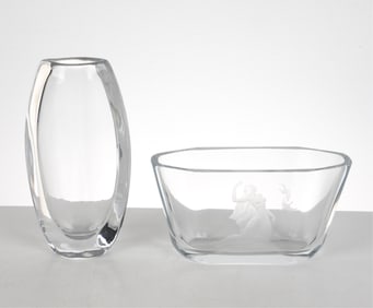 (2) ORREFORS CRYSTAL VASES INCL. PALMQUIST