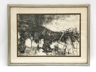 JEAN JANSEM (1920-2013) LITHOGRAPH PRINT FOREST WITH FIGURE