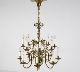 VINTAGE DUTCH BRASS EAGLE CHANDELIER
