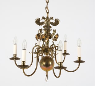 VINTAGE BRASS DUTCH DOUBLE EAGLE CHANDELIER