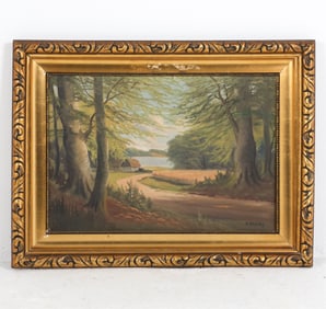 J.SKOVBY DANISH LANDSCAPE O/C PAINTING