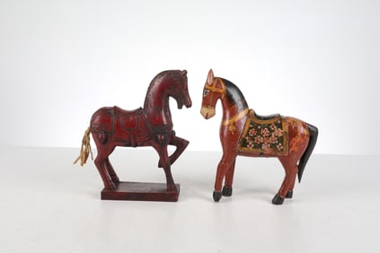 (2) CARVED HORSE FIGURES INCL. SCANDINAVIAN