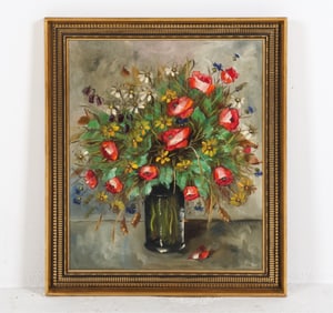 SIGNED DANISH STILL LIFE OF FLOWERS O/C