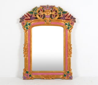 VINTAGE PAINT-DECORATED WALL MIRROR C.1970'S
