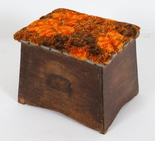 VINTAGE STORAGE STOOL WITH SHAG TOP
